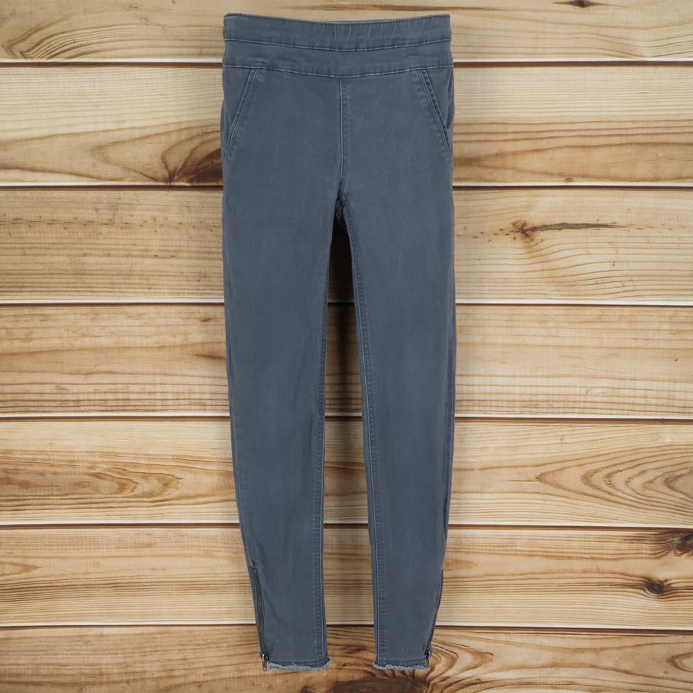 New York & Company Pants Womens XS Gray Stretch Waist Midrise Skinny Leg Cut-Off